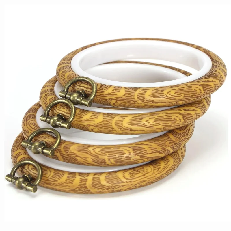 Faux Wood Flexi Plastic Round Hoops for Embroidery and Cross Stitch Kits FWH-10