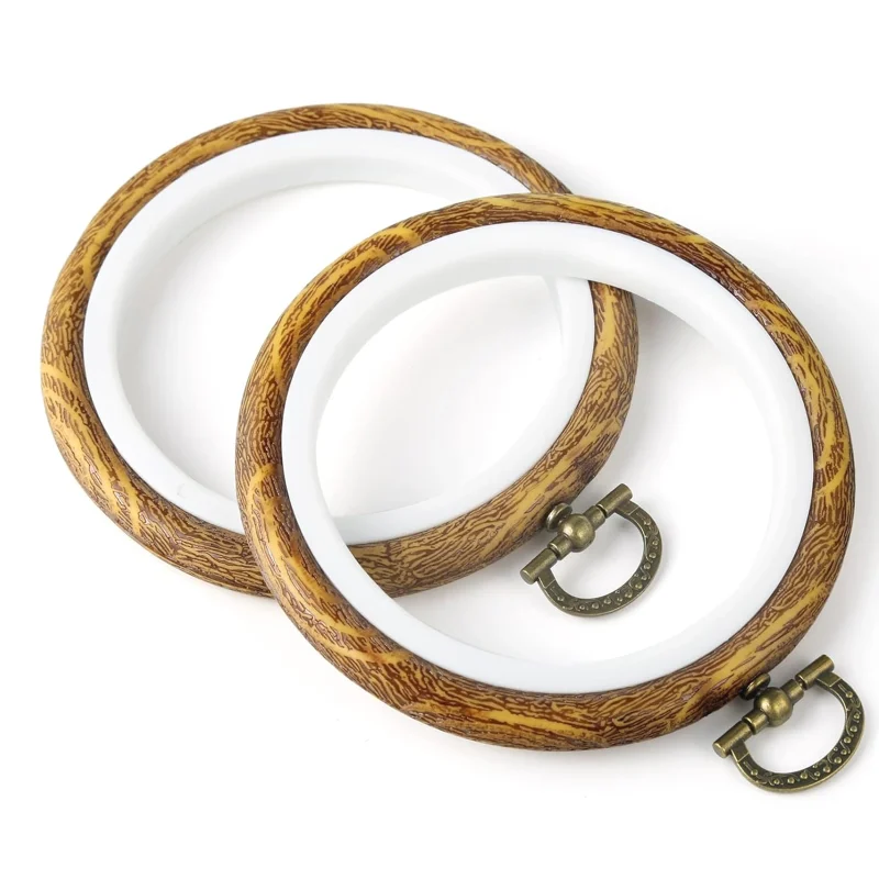 Faux Wood Flexi Plastic Round Hoops for Embroidery and Cross Stitch Kits FWH-17