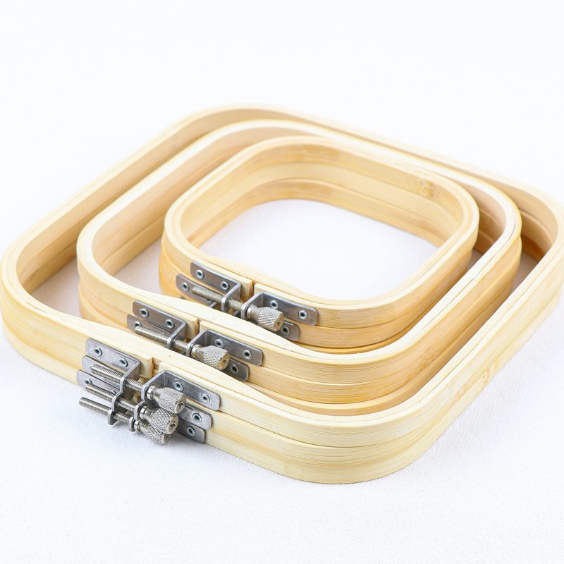 Square Quality Embroidery / Stitch Bamboo Wood Hoops / Frames