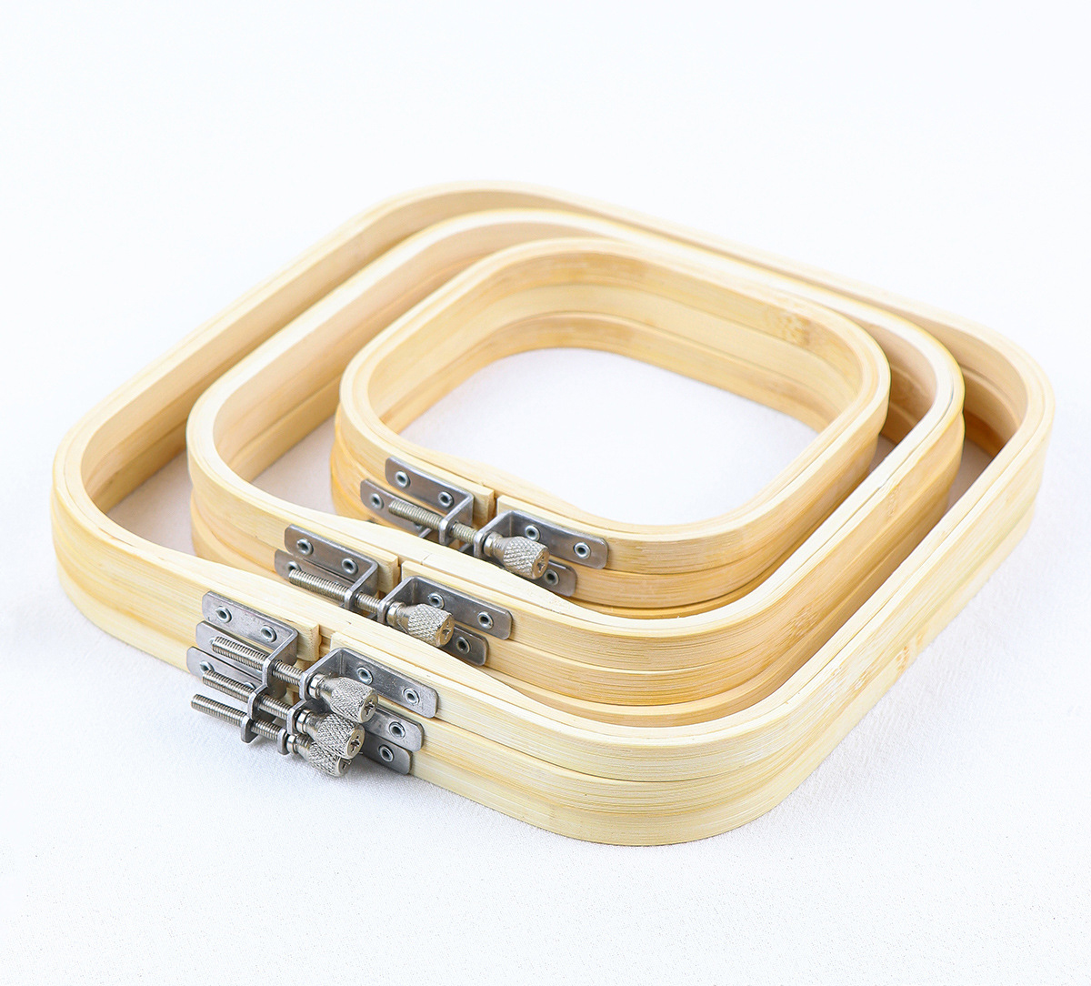 Square Quality Embroidery / Stitch Bamboo Wood Hoops / Frames